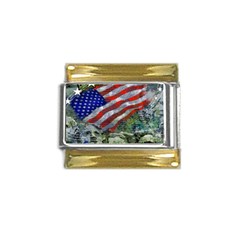 Usa United States Of America Images Independence Day Gold Trim Italian Charm (9mm) by Ket1n9