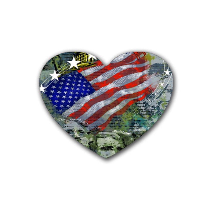 Usa United States Of America Images Independence Day Rubber Heart Coaster (4 pack)