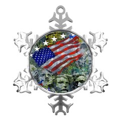 Usa United States Of America Images Independence Day Metal Small Snowflake Ornament by Ket1n9