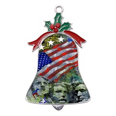 Usa United States Of America Images Independence Day Metal Holly Leaf Bell Ornament by Ket1n9