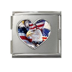 United States Of America Images Independence Day Mega Link Heart Italian Charm (18mm) by Ket1n9