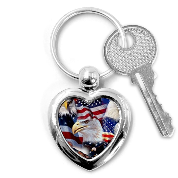 United States Of America Images Independence Day Key Chain (Heart)