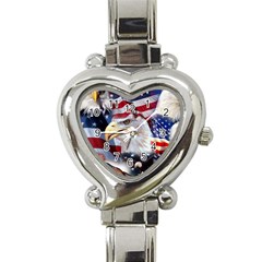 United States Of America Images Independence Day Heart Italian Charm Watch by Ket1n9