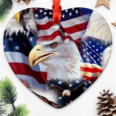 United States Of America Images Independence Day Heart Ornament (two Sides)