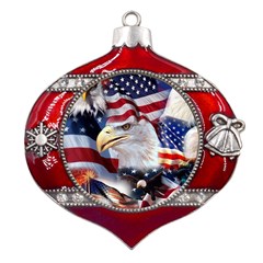 United States Of America Images Independence Day Metal Snowflake And Bell Red Ornament by Ket1n9