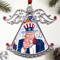 Independence Day United States Of America Metal Angel With Crystal Ornament