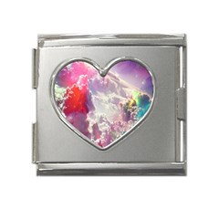 Clouds Multicolor Fantasy Art Skies Mega Link Heart Italian Charm (18mm)