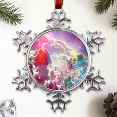 Clouds Multicolor Fantasy Art Skies Metal Large Snowflake Ornament by Ket1n9