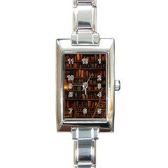 Books Library Rectangle Italian Charm Watch by Ket1n9