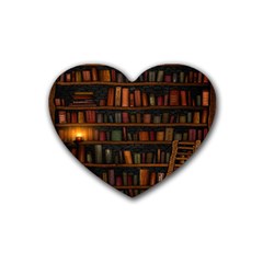 Books Library Rubber Heart Coaster (4 Pack) by Ket1n9