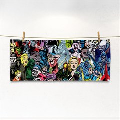 Vintage Horror Collage Pattern Hand Towel by Ket1n9