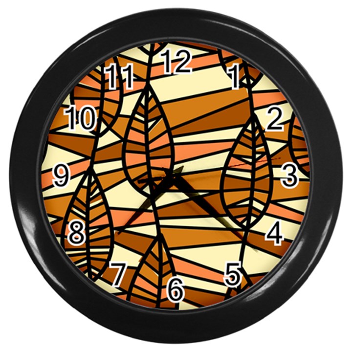 Autumn Leaf Mosaic Seamless Wall Clock (Black)