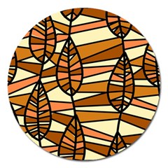 Autumn Leaf Mosaic Seamless Magnet 5  (round) by Hannah976