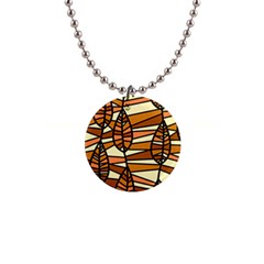 Autumn Leaf Mosaic Seamless 1  Button Necklace