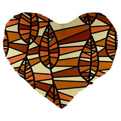 Autumn Leaf Mosaic Seamless Large 19  Premium Heart Shape Cushions by Hannah976