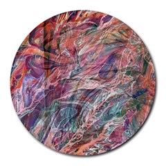 Abstract Summer Flow Round Mousepad by kaleidomarblingart