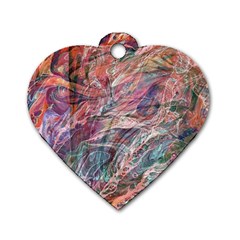 Abstract Summer Flow Dog Tag Heart (two Sides) by kaleidomarblingart