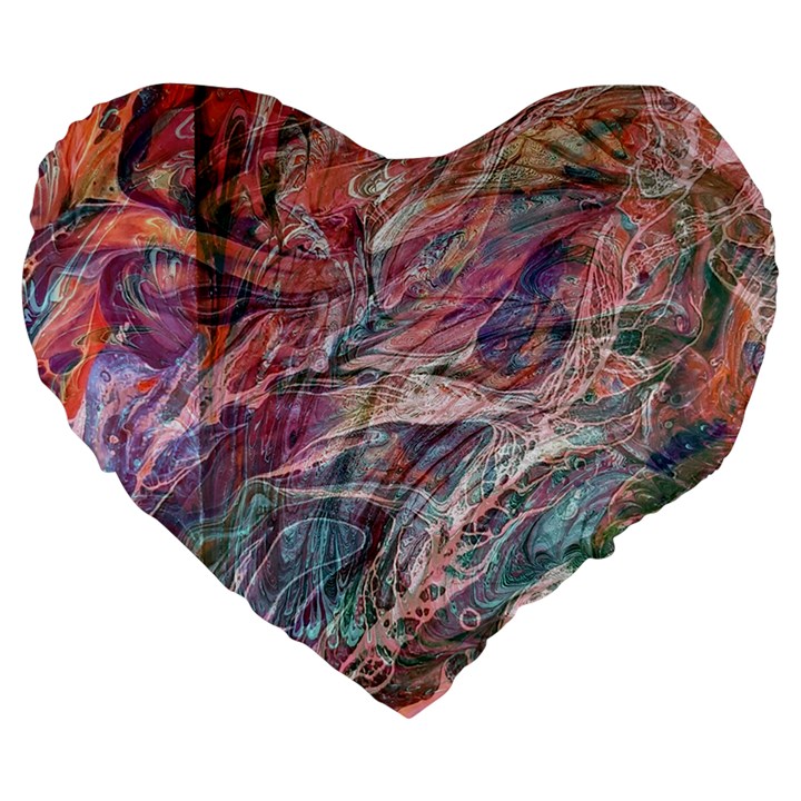 Abstract Summer Flow Large 19  Premium Heart Shape Cushions