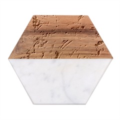 Abstract Summer Flow Marble Wood Coaster (hexagon)  by kaleidomarblingart