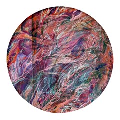 Abstract Summer Flow Round Glass Fridge Magnet (4 Pack) by kaleidomarblingart