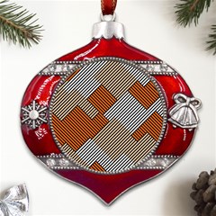 Abstract Pattern Line Art Design Decoration Metal Snowflake And Bell Red Ornament