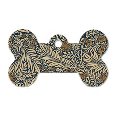 Brown Vintage Background Vintage Floral Pattern Dog Tag Bone (two Sides) by Ndabl3x