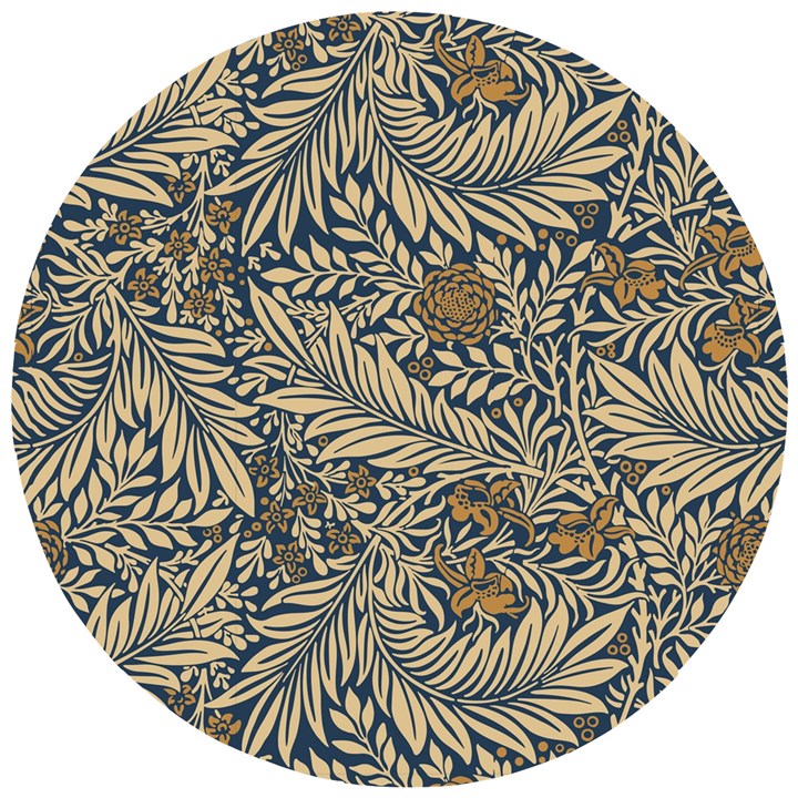 Brown Vintage Background Vintage Floral Pattern Wooden Puzzle Round