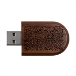 Brown Vintage Background Vintage Floral Pattern Wood Oval USB Flash Drive USB