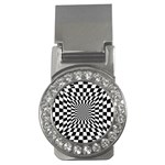 Optical-illusion-chessboard-tunnel Money Clips (CZ)  Front