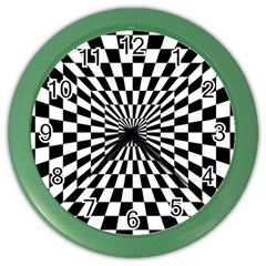 Optical-illusion-chessboard-tunnel Color Wall Clock by Bedest