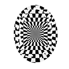 Optical-illusion-chessboard-tunnel Oval Filigree Ornament (two Sides) by Bedest