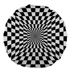 Optical-illusion-chessboard-tunnel Large 18  Premium Flano Round Cushions by Bedest