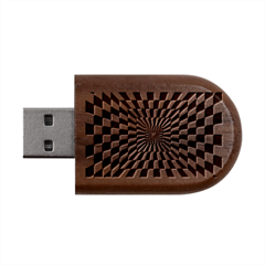 Optical-illusion-chessboard-tunnel Wood Oval Usb Flash Drive