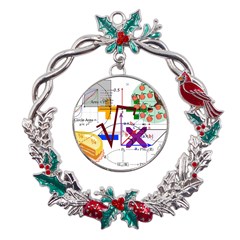 Mathematics Formula Physics School Metal X mas Wreath Holly Leaf Ornament by Bedest