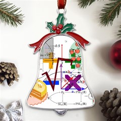 Mathematics Formula Physics School Metal Holly Leaf Bell Ornament by Bedest