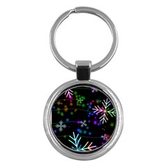 Snowflakes Snow Winter Christmas Key Chain (round) by Bedest