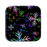 Snowflakes Snow Winter Christmas Square Metal Box (Black) Front