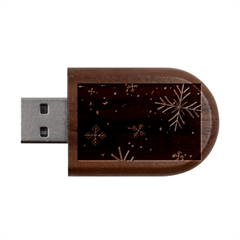 Snowflakes Snow Winter Christmas Wood Oval Usb Flash Drive by Bedest