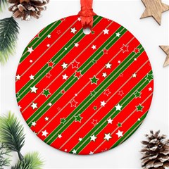 Christmas-paper-star-texture     - Round Ornament (two Sides)