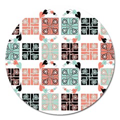 Mint Black Coral Heart Paisley Magnet 5  (round) by Bedest