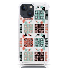 Mint Black Coral Heart Paisley Iphone 13 Mini Tpu Uv Print Case by Bedest