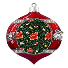 Background Vintage Japanese Design Metal Snowflake And Bell Red Ornament