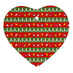 Christmas-papers-red-and-green Heart Ornament (two Sides)