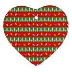 Christmas-papers-red-and-green Heart Ornament (Two Sides) Front