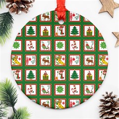 Christmas Paper Christmas Pattern Round Ornament (two Sides)