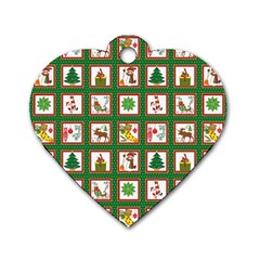 Christmas Paper Christmas Pattern Dog Tag Heart (two Sides) by Bedest