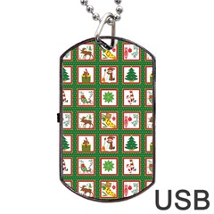 Christmas Paper Christmas Pattern Dog Tag Usb Flash (two Sides) by Bedest