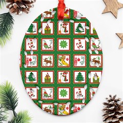 Christmas Paper Christmas Pattern Ornament (oval Filigree)