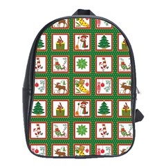 Christmas Paper Christmas Pattern School Bag (xl) by Bedest