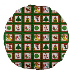 Christmas Paper Christmas Pattern Large 18  Premium Flano Round Cushions by Bedest